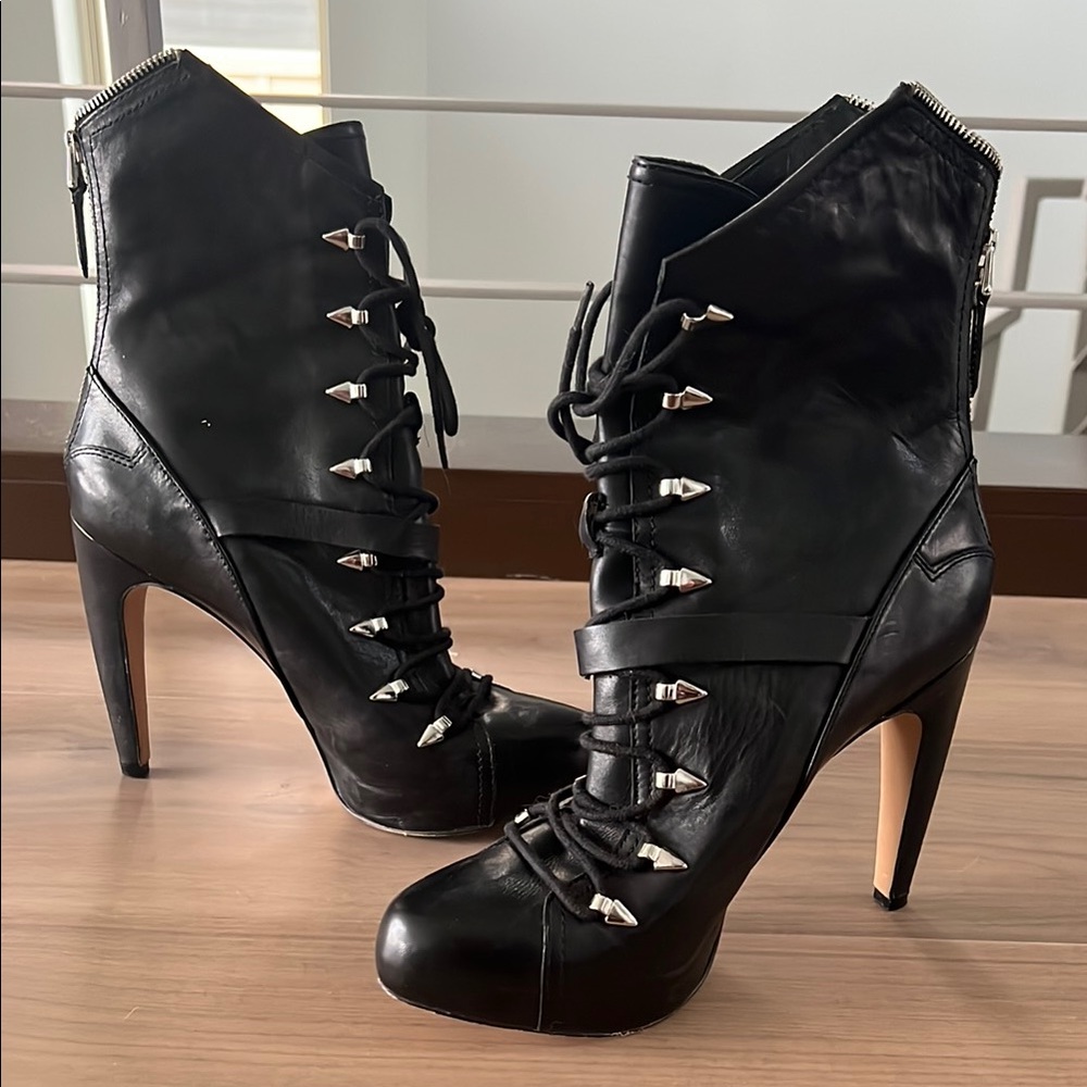 Sam Edelman Black Leather High Heel Ankle Boots
